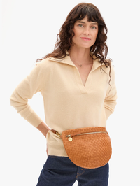 Natural Woven Checker Grande Fanny by CLARE V. - View 5