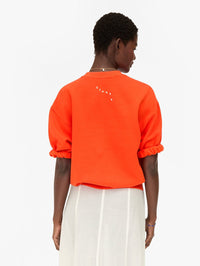 CLARE V. Short Sleeve Oversized Sweatshirt in L'orange – Image 3