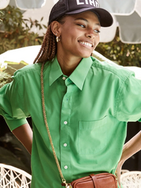 Thick Chain Crossbody Strap in Italian Brass by CLARE V. - View 2