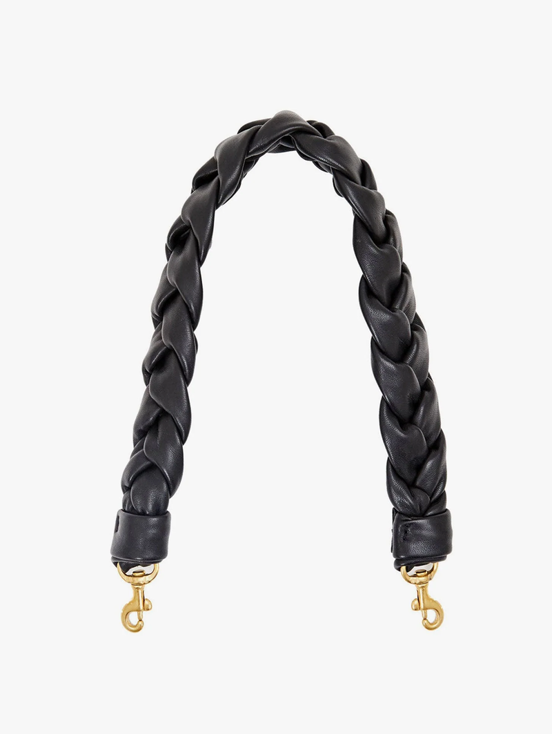 Braided Black Leather Shoulder Strap