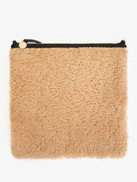 Cafe Au Lait Shearling Foldover Clutch