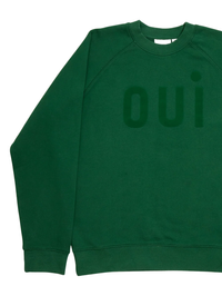 Flocked Oui Sweatshirt in Evergreen