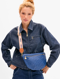 French Blue Diagonal Woven Medium Grande Fanny