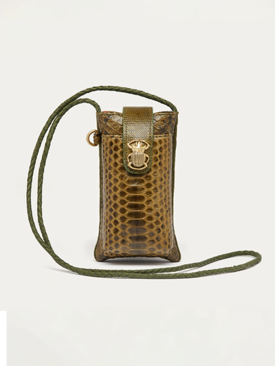 Double Marcus Phone Bag in Kaki Python