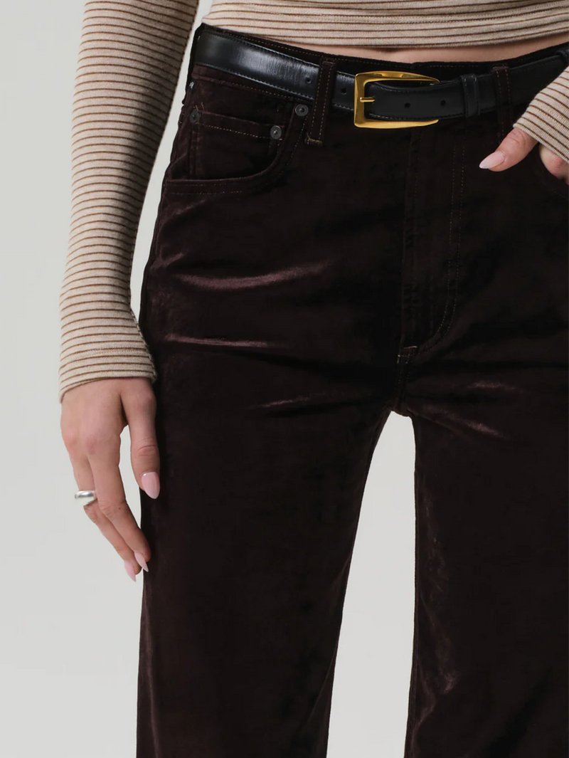 Delfina High Rise Straight Velvet in Espresso