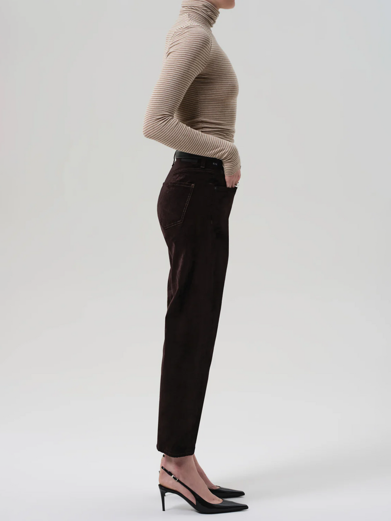 Delfina High Rise Straight Velvet in Espresso