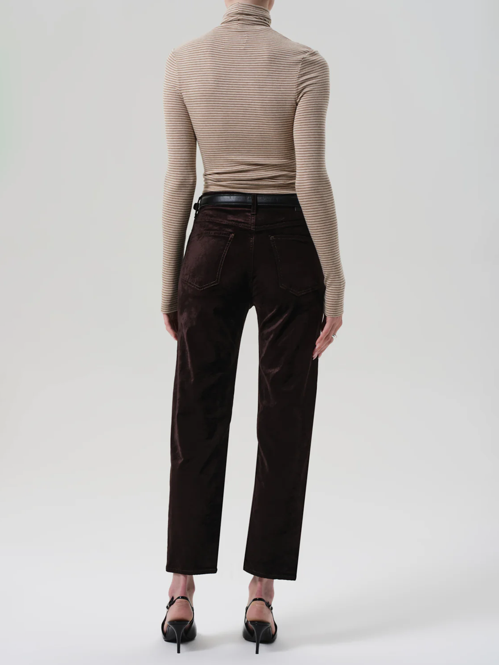 Delfina High Rise Straight Velvet in Espresso