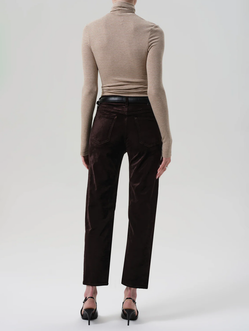 Delfina High Rise Straight Velvet in Espresso