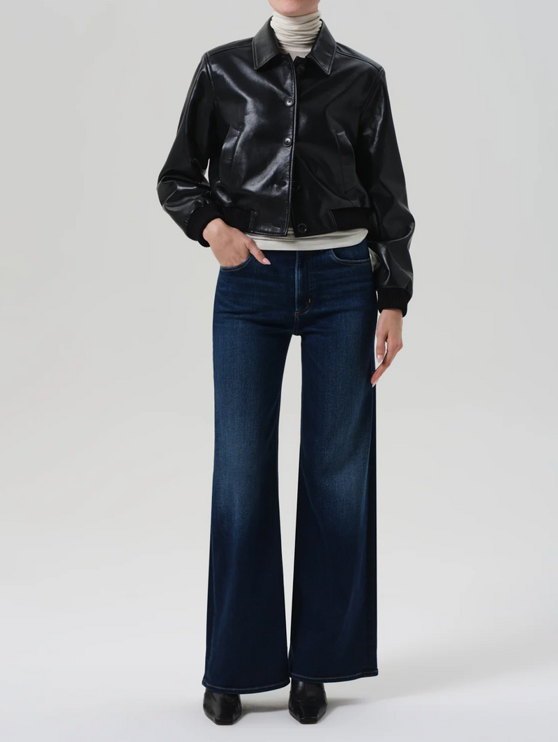 Lola Bomber Recycled Leather in Black