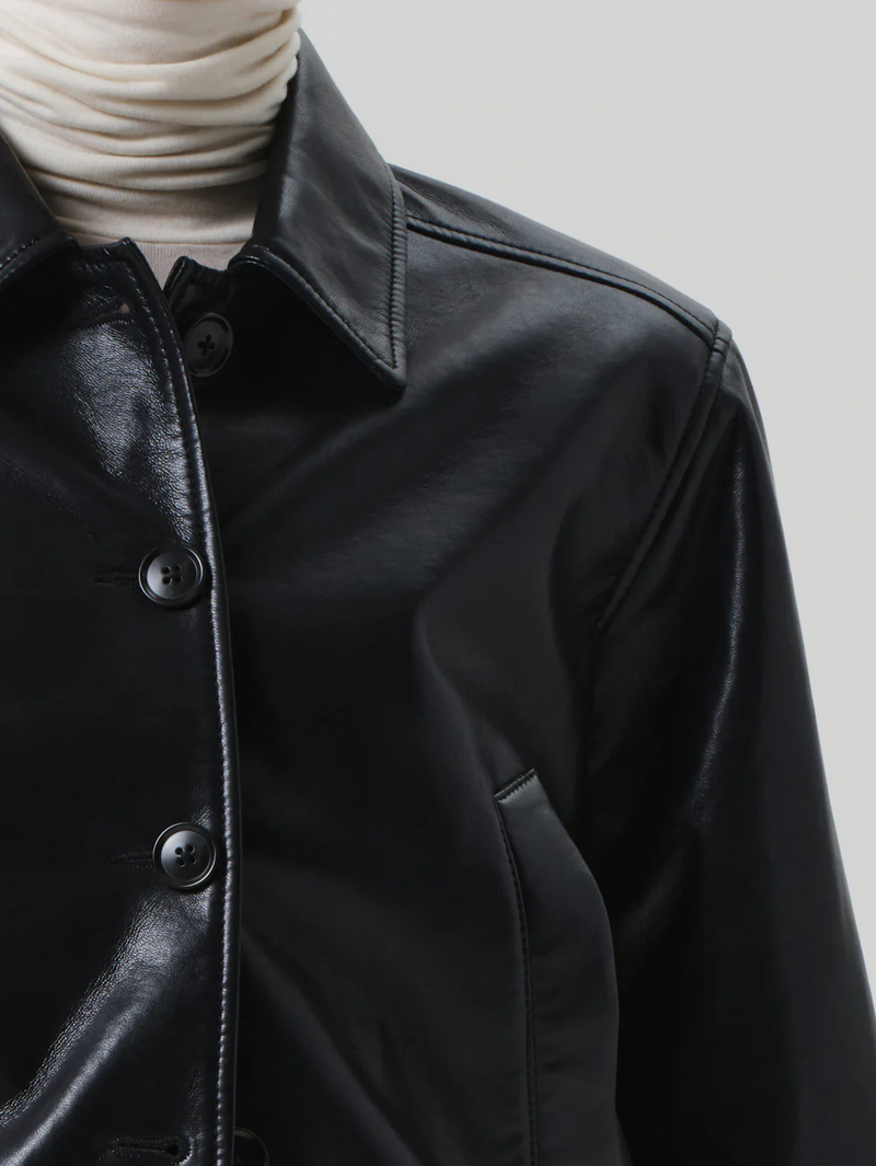 Lola Bomber Recycled Leather in Black