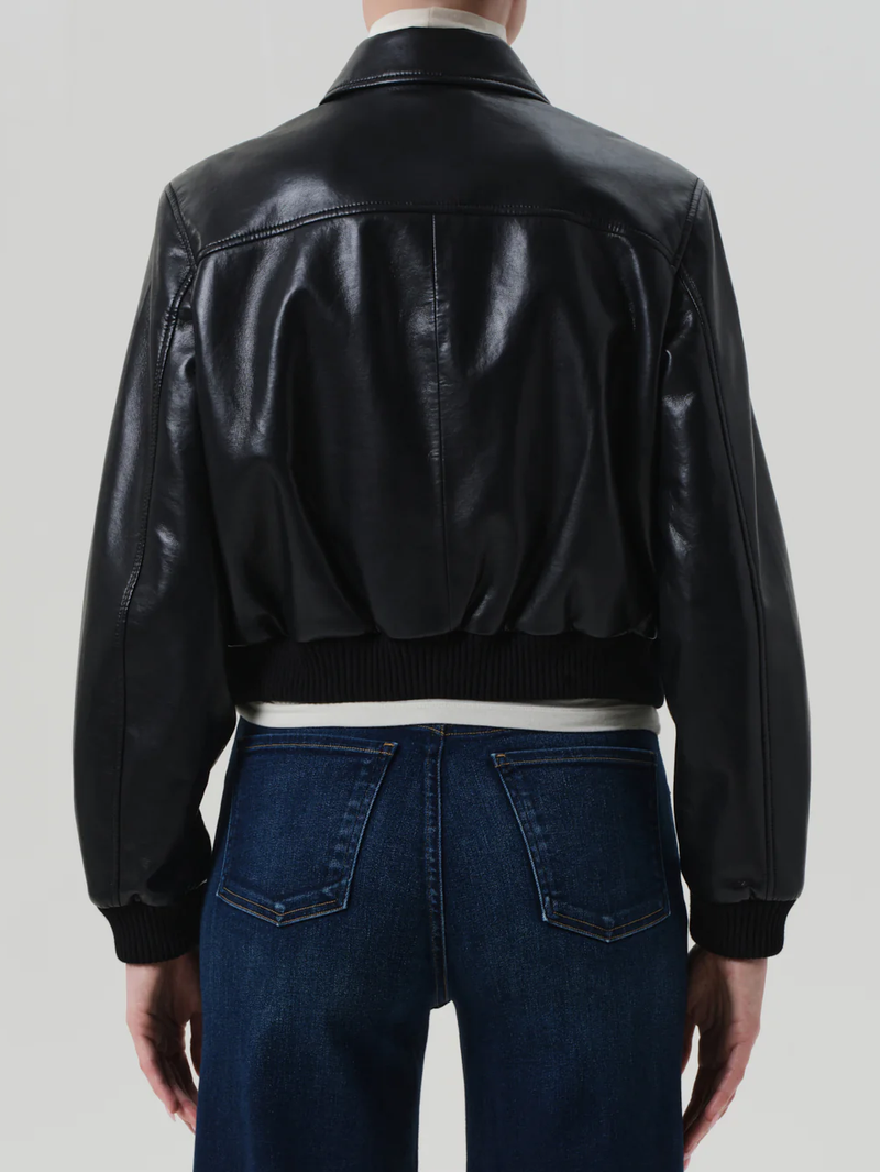 Lola Bomber Recycled Leather in Black