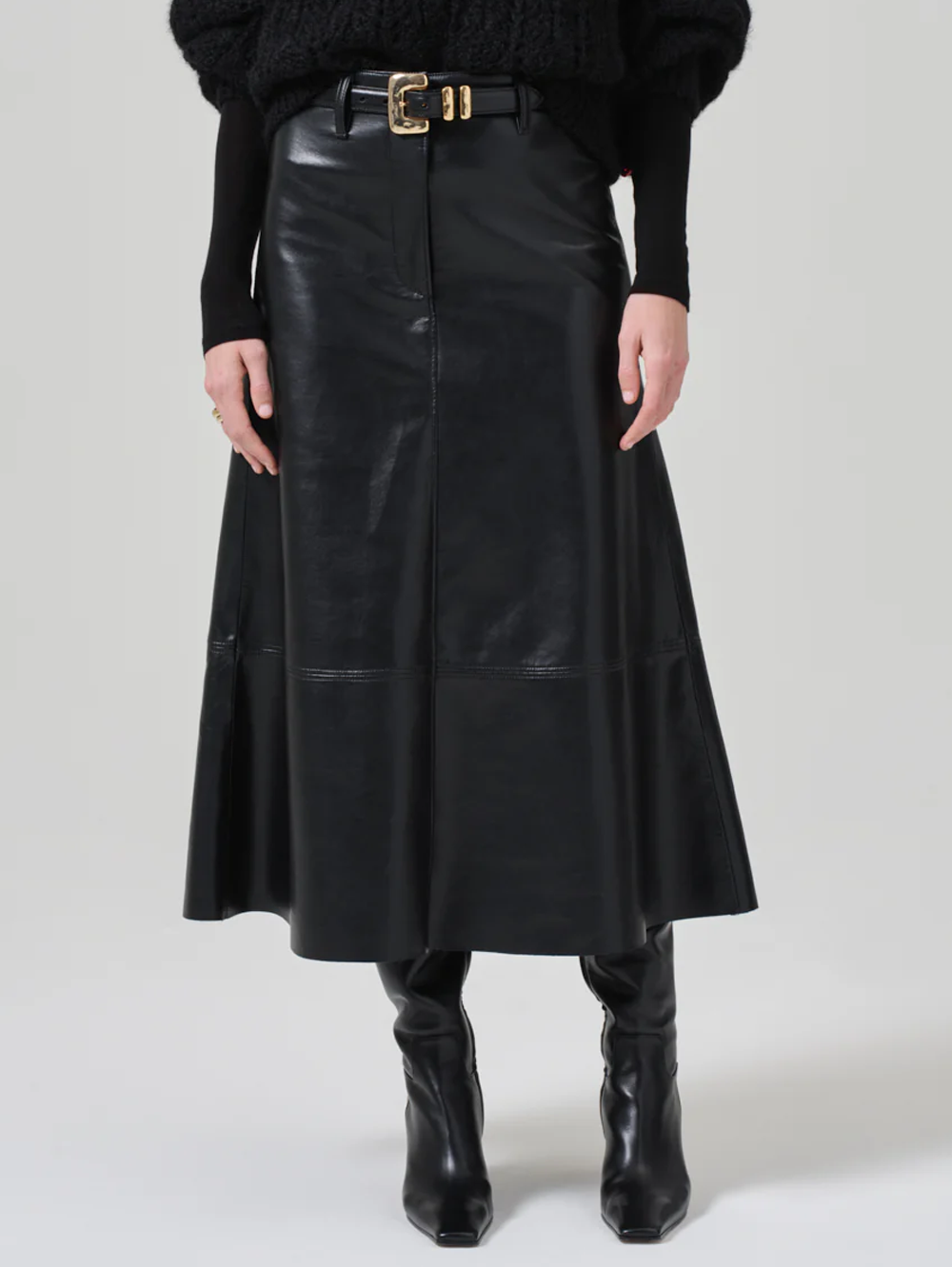 Cassia Leather Skirt in Black