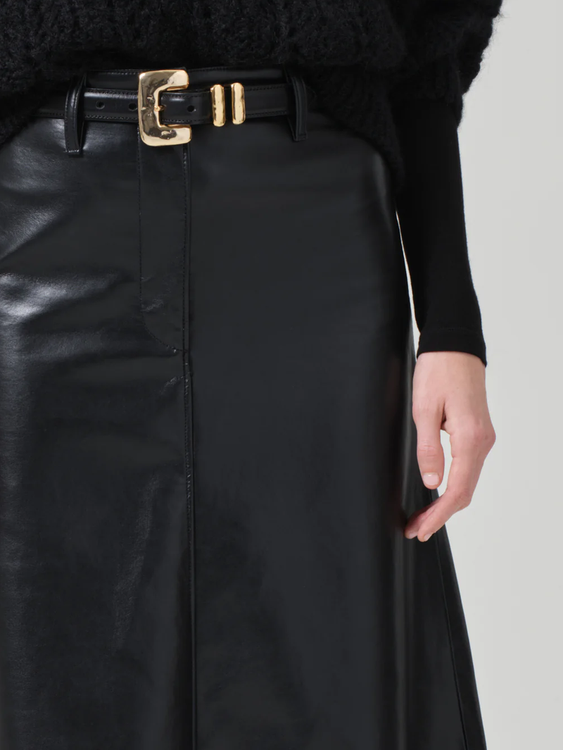 Cassia Leather Skirt in Black