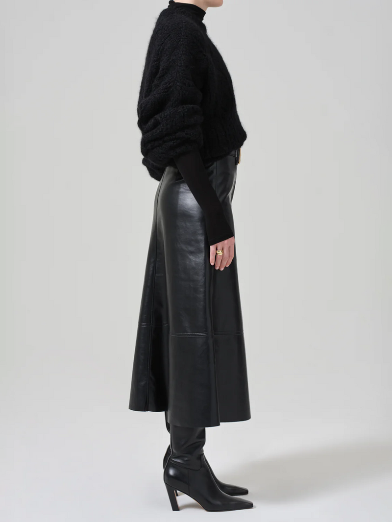 Cassia Leather Skirt in Black