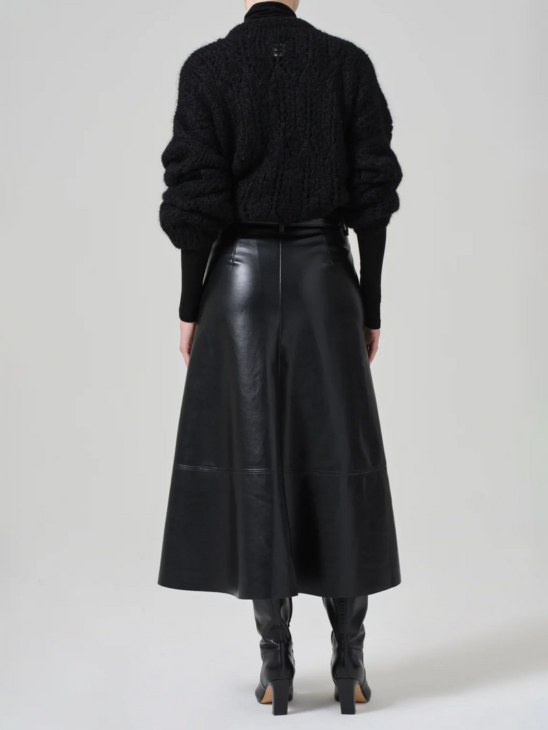 Cassia Leather Skirt in Black