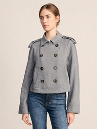 Cropped Conneley Trench Jacket in Heather Grey