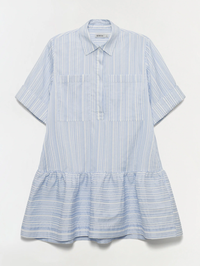 Criss Short Sleeve Shirt Dress in Blue Stripe
