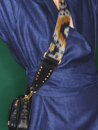 Printed Strap with Hooks in Endek Black
