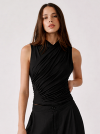 Danika High Wrap Tank in Black