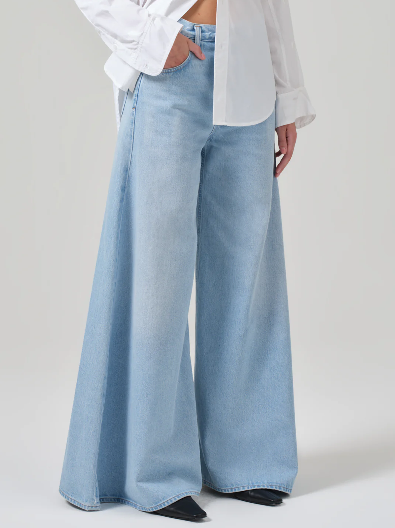 AMERI DENIM SWEAT DOCKING WIDE PANTS