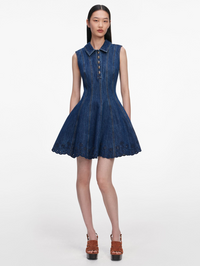 Denim Broderie Mini Dress