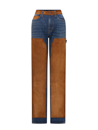 Dylan High Rise Straight Leg Pant With Suede in Equinox Blue