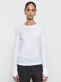 Cashmere Easy Cuffed Crew in White by ENZA COSTA-WHITE-AMY Atelier