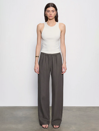 Cotton Rib Boy Tank in Pearl Grey by ENZA COSTA - View 4