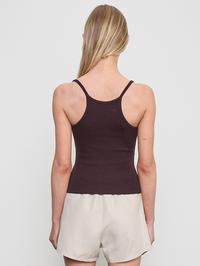 ENZA COSTA Cotton Rib Cami Tank in Black Orchid in Black Orchid – Image 2