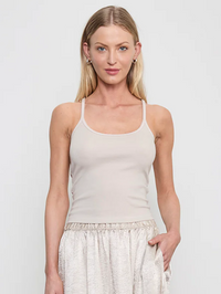 ENZA COSTA Cotton Rib Cami Tank in Champagne in Champagne – Image 1