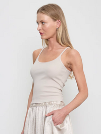 ENZA COSTA Cotton Rib Cami Tank in Champagne in Champagne – Image 3
