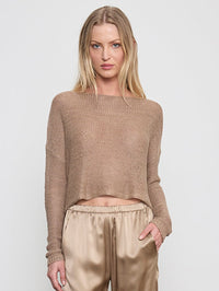 ENZA COSTA Linen Open Bateau Top in Flax - 1