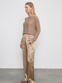 ENZA COSTA Linen Open Bateau Top in Flax - 3