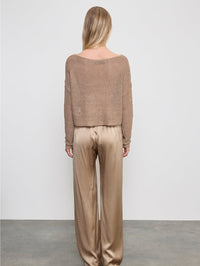 ENZA COSTA Linen Open Bateau Top in Flax - 4