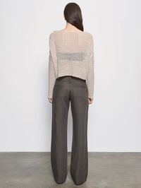 Linen Open Knit Bateau Sweater in Pearl Grey by ENZA COSTA - View 4