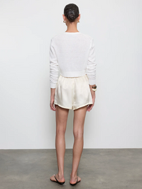 ENZA COSTA Linen Open Knit Cropped Cardigan in Off White in Off White – Image 2