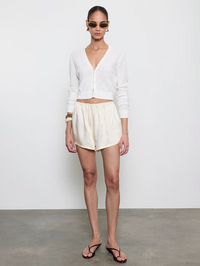 ENZA COSTA Linen Open Knit Cropped Cardigan in Off White in Off White – Image 4