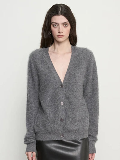 Mink Wash Cashmere Easy Cardigan in Pewter