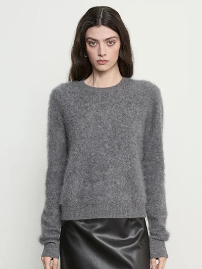 Mink Wash Cashmere Easy Crew in Pewter