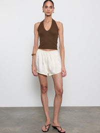 ENZA COSTA Silk Rib U Halter in Chocolate in Chocolate – Image 2