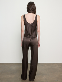 Back view of the Silk Satin U Tank in Olive Bronze by ENZA COSTA with scoop neckline