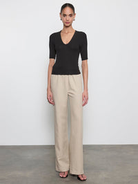 ENZA COSTA Stretch Silk Knit Half Sleeve U in Black in Black – Image 2