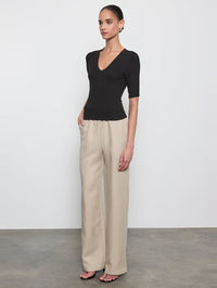 ENZA COSTA Stretch Silk Knit Half Sleeve U in Black in Black – Image 3