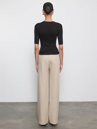 ENZA COSTA Stretch Silk Knit Half Sleeve U in Black in Black – Image 4