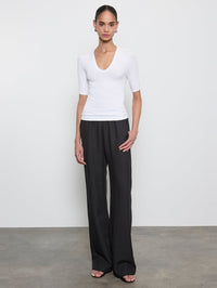 ENZA COSTA Stretch Silk Knit Half Sleeve U in White in White – Image 2