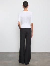 ENZA COSTA Stretch Silk Knit Half Sleeve U in White in White – Image 4
