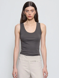 Supima Baby Rib Tank in Slate by ENZA COSTA-SLATE-AMY Atelier
