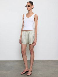 Supima Baby Rib Tank in White by ENZA COSTA - View 3