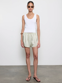 Supima Baby Rib Tank in White by ENZA COSTA - View 4