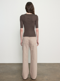 Back view of the Supima Cotton New Classic Half Sleeve Tee in Espresso by Enza Costa